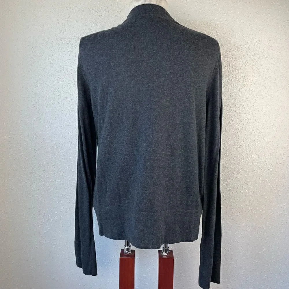 Gap Gray Silk Blend Cardigan Sweater Size L EUC